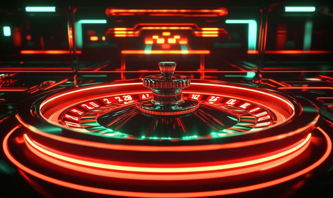 Close-up roda roulette fisik dengan angka dan warna yang jelas
